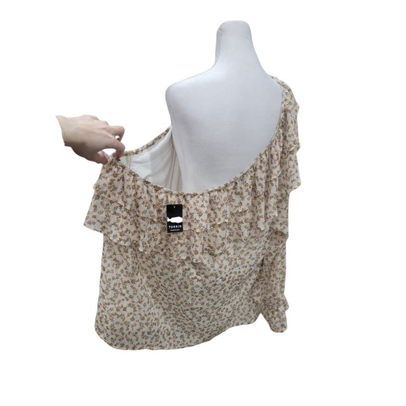 NEW Torrid Women's Floral Print Chiffon Ruffled One Shoulder Top Size 4x - Picture 8 of 11